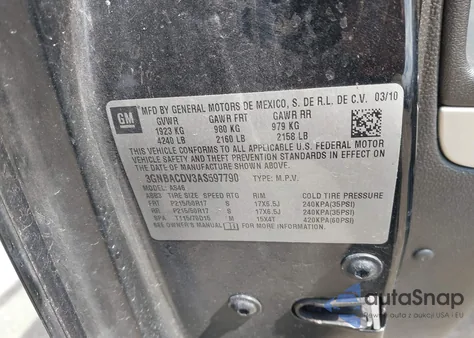 2010 Chevrolet Hhr Lt из США, поврежденный, VIN 3GNBACDV3AS597790